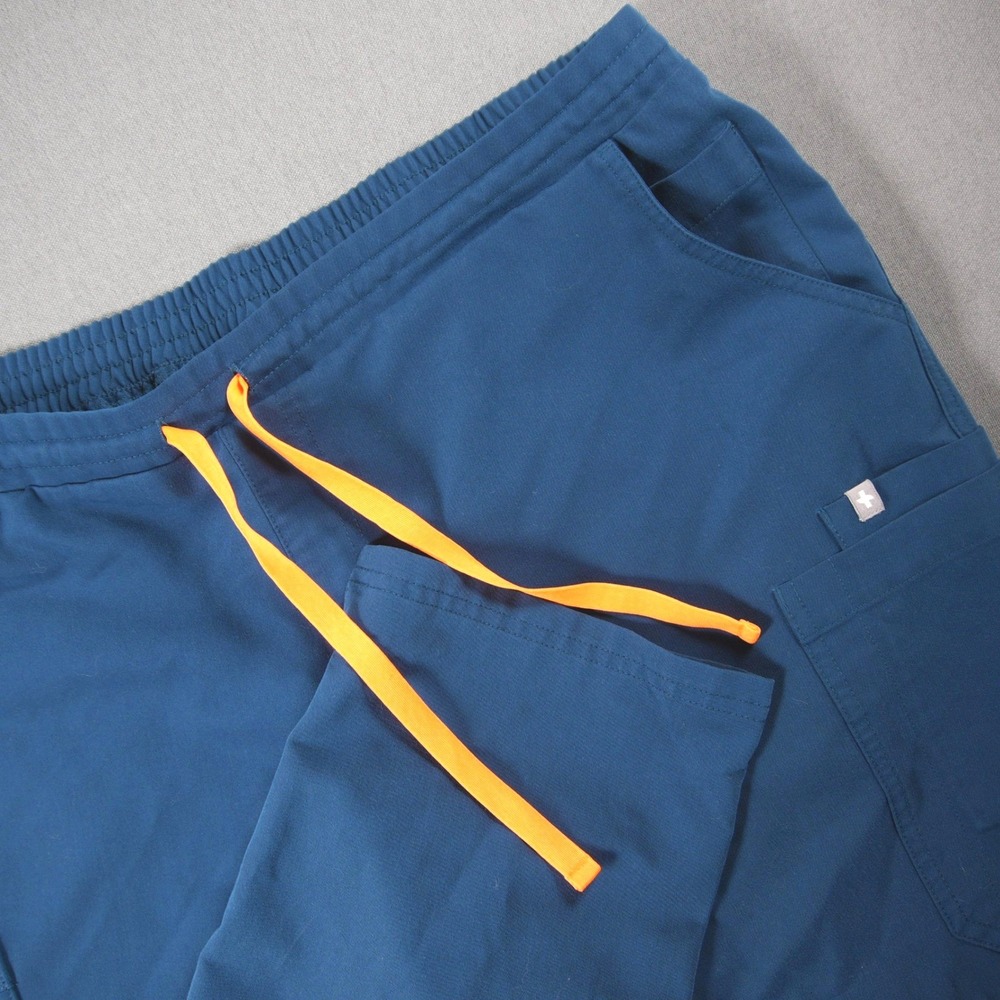 Figs Yola Cargo Multi-Pocket Orange Drawstring Women Scrub Pants XXL/P Blue Work